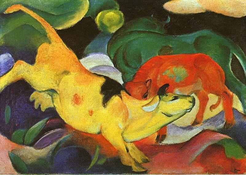Franz Marc Cows, Yellow, Red, Green oil painting image